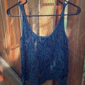 Sheer crop top/cover tank top